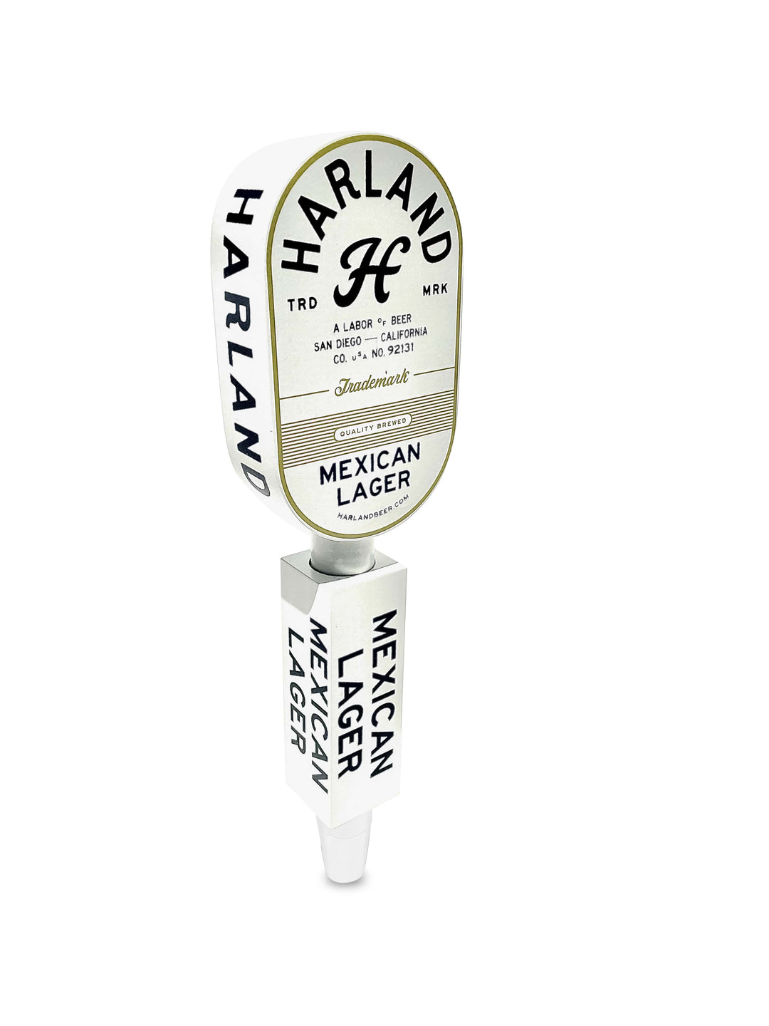 Sculpted resin brewery tap handle with brand logo